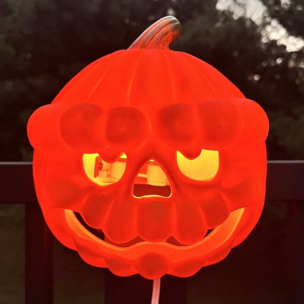 Vintage 1989 Enesco Lighted Ceramic Jack O Lantern Mark Cook Wall Plaque HTF